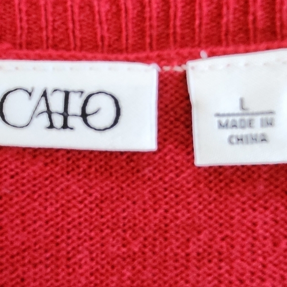 Cato holiday sweater dress red with black/silver beads size Large - Picture 3 of 5